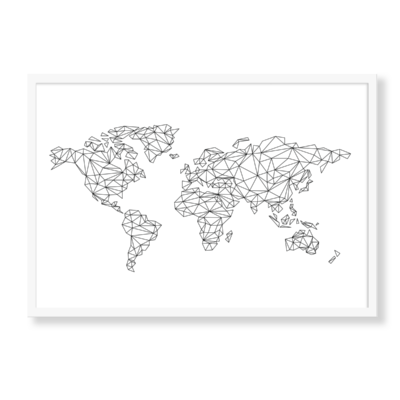 Grafisk verdenskort i farven hvid